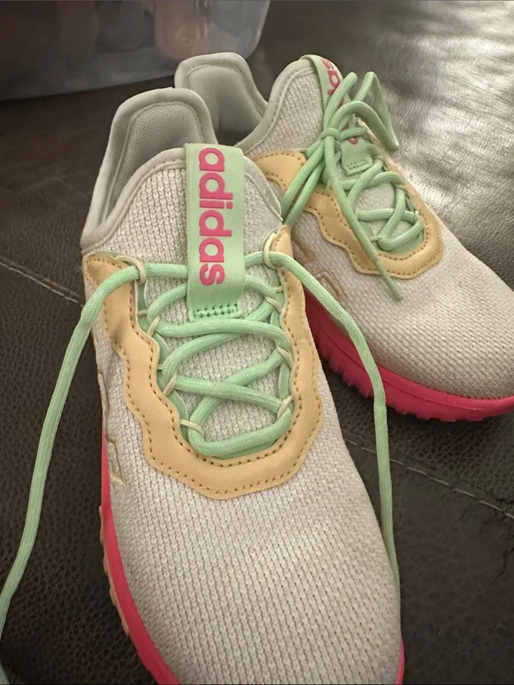 adidas Kids Pastel Gradient Sneakers in Cream, Mint & Pink